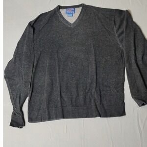 Pendleton V Neck Long Sleeve Cotton Sweater Mens XL Heathered Charcoal